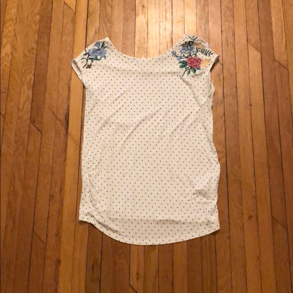 Blue and White Polka Dot Maternity Top